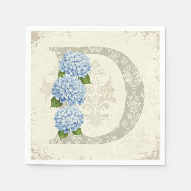 Serviette En Papier Blue Hydrangea, par Natasha Us (Devant)