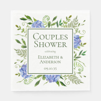 Serviette En Papier Blue Hydrangeas Couples Douche