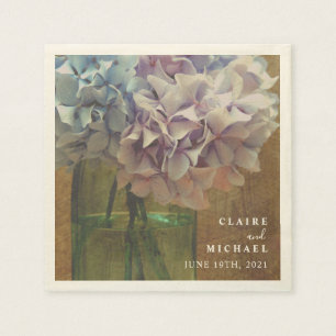 Serviette En Papier Blue Hydrangeas Mason Jar Mariage