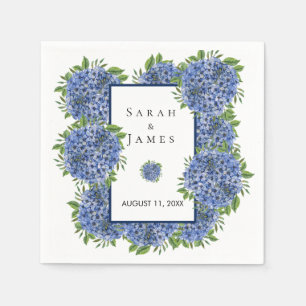 Serviette En Papier Blue Hydrangeas Watercolor Réception de mariage