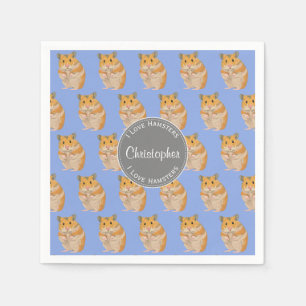 Serviette En Papier Blue I love Hamsters Hamster Motif