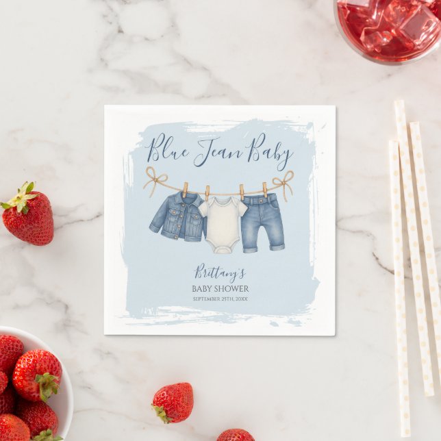 Serviette En Papier Blue Jean Baby shower Baby Outfit (En situation)