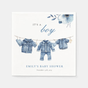 Serviette En Papier Blue Jean Denim Vêtements Baby shower garçon