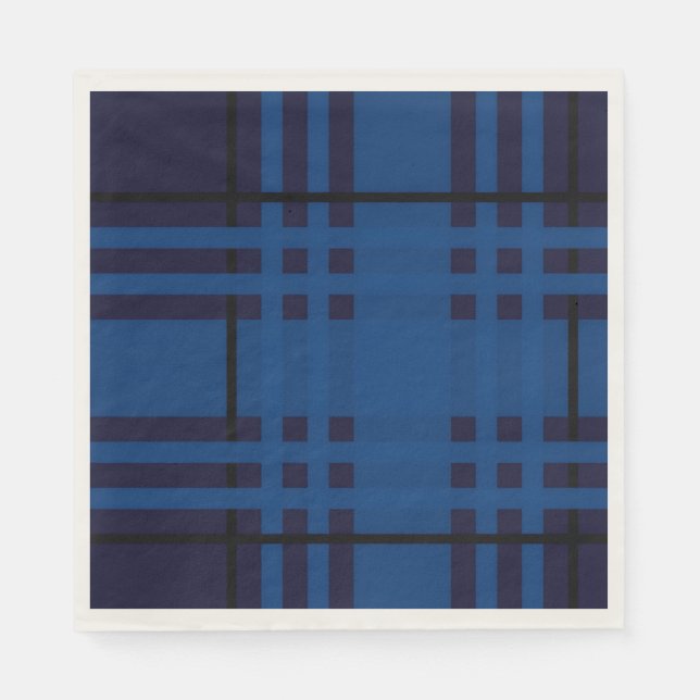 Serviette En Papier Blue Jewel Plaid Tartan Paper Napkin (Devant)