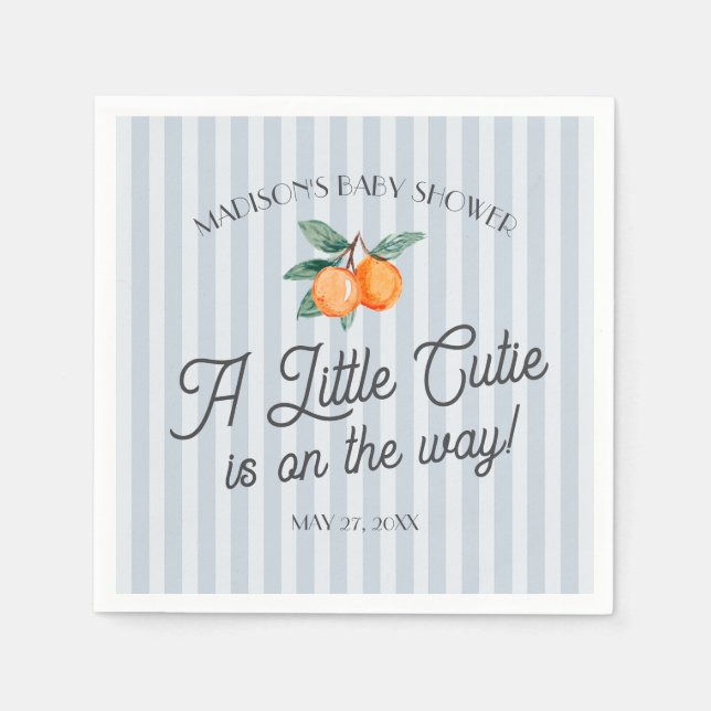 Serviette En Papier Blue Little Cutie Sur Le Chemin Baby shower Citrus (Devant)