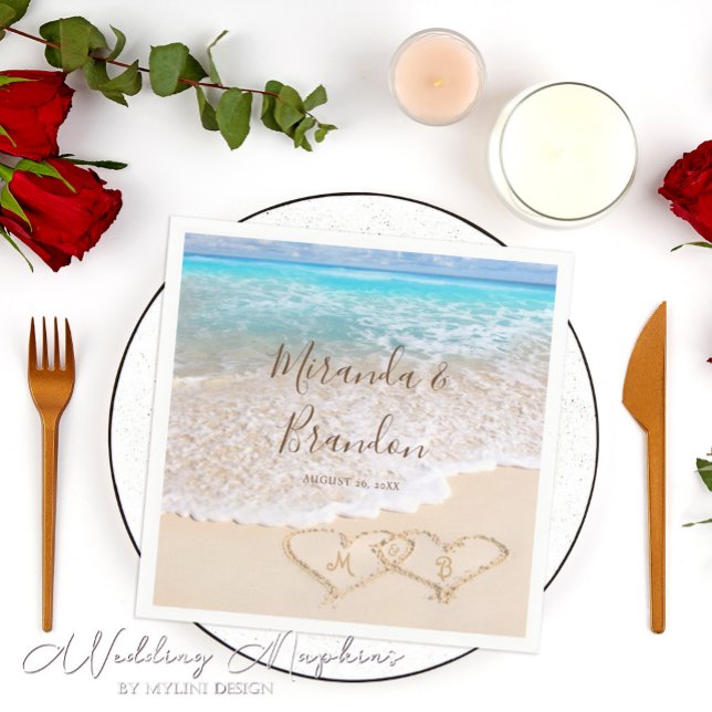 Serviette En Papier Blue Ocean Waves Plage tropicale Mariage (Créateur téléchargé)