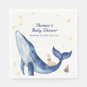 Serviette En Papier Blue Ocean Whimsical Duck Stars Baby shower balein