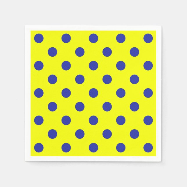 Serviette En Papier Blue On Yellow Polka Dots Pattern Design  (Devant)