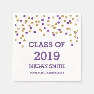 Serviette En Papier Blue Purple Confetti Classe de 2019 Graduation