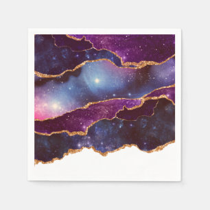 Serviette En Papier Blue & Purple Space & Stars Agate moderne