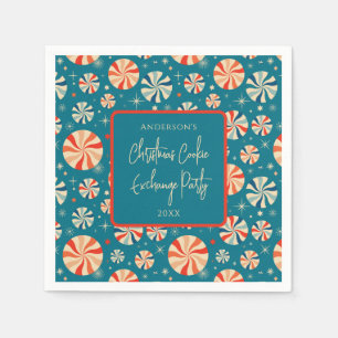 Serviette En Papier Blue Retro Vintage Candy Christmas Cookies Exchang