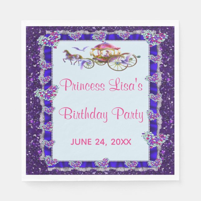 Serviette En Papier Blue Ribbon Purple Parties scintillant Royal Princ (Devant)