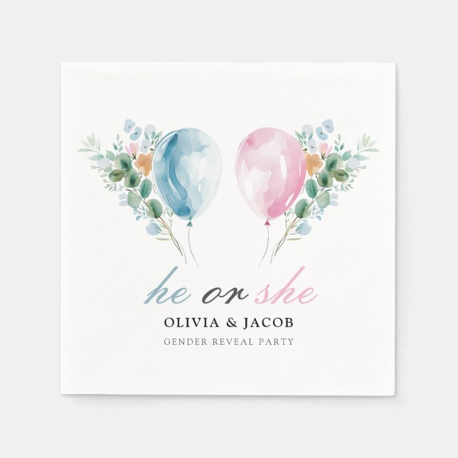 Serviette En Papier Blue Rose Ballons Sexe Revevela Party (Devant)