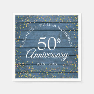 Serviette En Papier Blue Rustic Confetti 50e Anniversaire de poussière