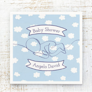 Serviette En Papier Blue Sky et Clouds Boy Baby shower