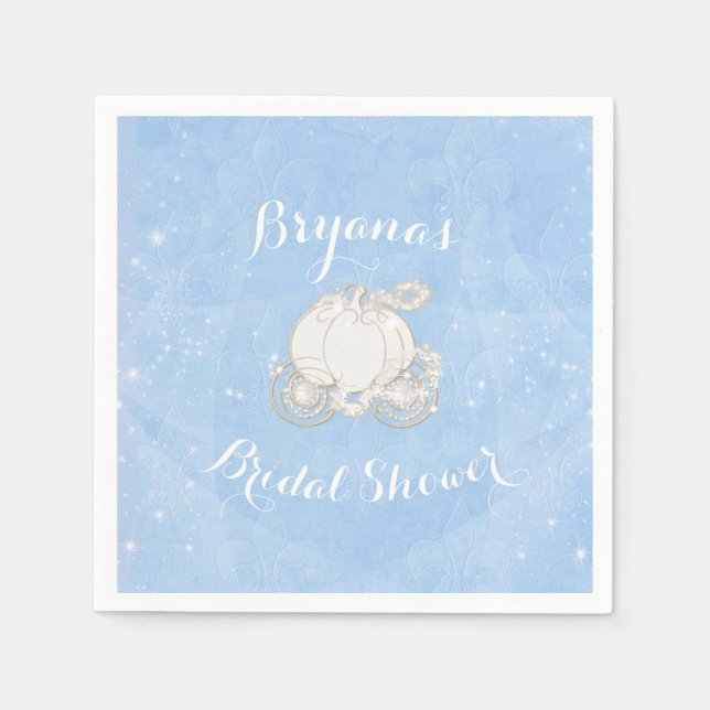 Serviette En Papier Blue Sparkle Carriage Cendrillon Soirée élégante (Devant)