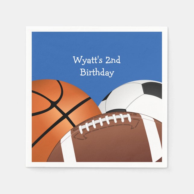 Serviette En Papier Blue Sports Thème Anniversaire Plaques de papier (Devant)