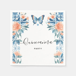 Serviette En Papier Blue Tiara Family Latina Girly Spanish Quinceanera