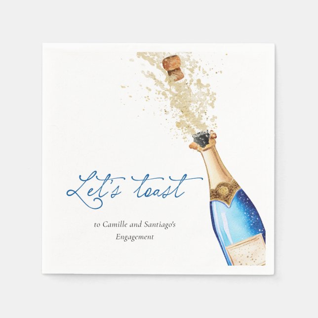 Serviette En Papier Blue Toast Couples Engagement Party (Devant)