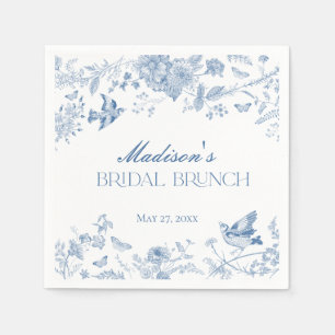 Serviette En Papier Blue Toile De Jouy Vintage Floral Bridal Brunch