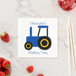 Serviette En Papier Blue Tractor Design Personnalisé Anniversaire Fête