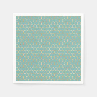 Serviette En Papier Blue Turquoise Honeycomb Gold Parties scintillant