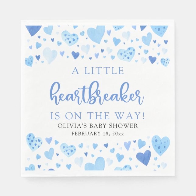 Serviette En Papier Blue Valentine Little Heartbreaker Baby shower (Devant)