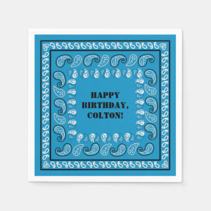 Serviette En Papier Blue Western Bandana Imprimer fête d'anniversaire