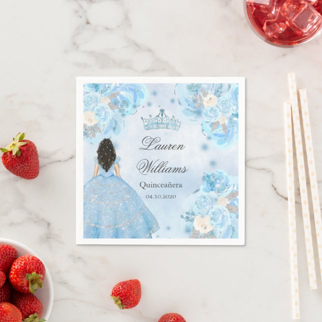Serviette En Papier Blue Winter Wonderland Quinceanera Party (En situation)