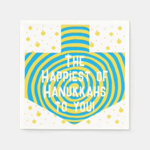 Serviette En Papier Blue Yellow Hanoukka Swirl Dreidel