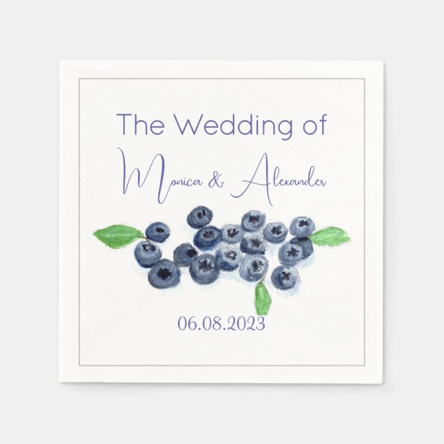 Serviette En Papier Blueberries Fruits de bleuets Fruits de mariage (Devant)