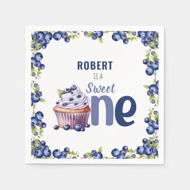 Serviette En Papier Blueberry Berry Premier anniversaire (Devant)
