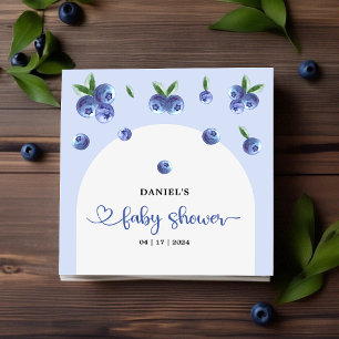 Serviette En Papier Blueberry Sweet Watercolor Baby shower garçon Napk
