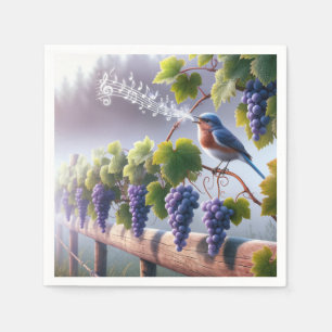 Serviette En Papier Bluebird chante sur une vigne