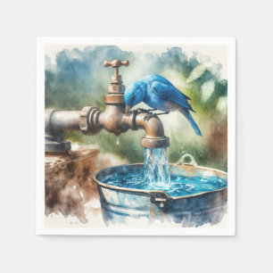 Serviette En Papier Bluebird sur un vieux Faucet