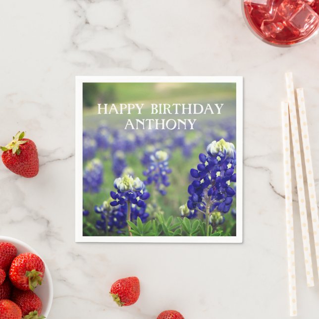 Serviette En Papier Bluebonnets Fleurs bleues Texas Floral Anniversair (En situation)