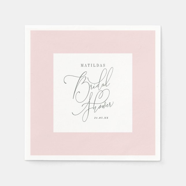 Serviette En Papier Blush floral aquarelle enterrement de vie de jeune (Devant)