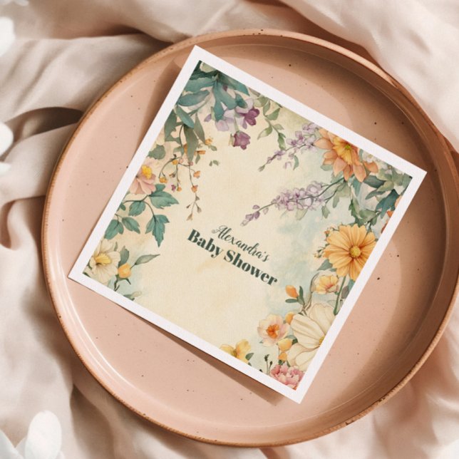 Serviette En Papier Blush Floral Baby in Bloom Baby shower (Créateur téléchargé)