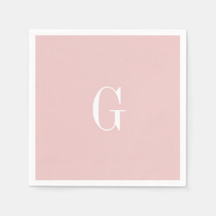 Serviette En Papier Blush Moderne Élégant Monogramme Mariage Simple Na