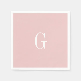 Serviette En Papier Blush Moderne Élégant Monogramme Mariage Simple Na