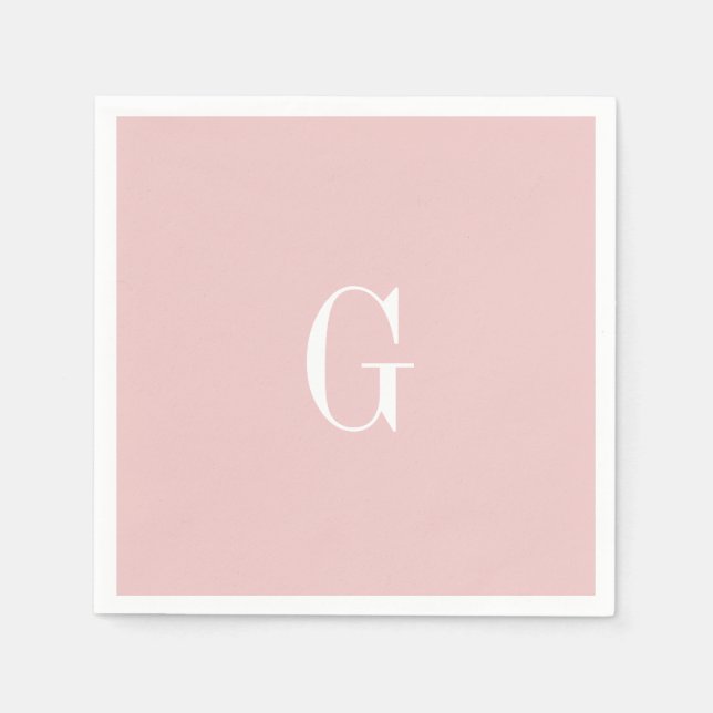 Serviette En Papier Blush Moderne Élégant Monogramme Mariage Simple Na (Devant)