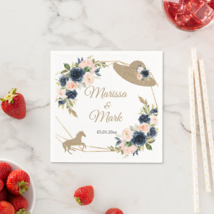 Serviette En Papier Blush & Navy Kentucky Derby Mariage