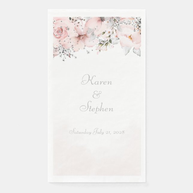 Serviette En Papier Blush Peony Silver Eucalyptus Mariage papier invit (Devant)