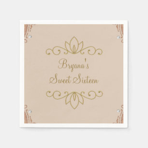 Serviette En Papier Blush Pink & Gold Elegant Chic Custom Party