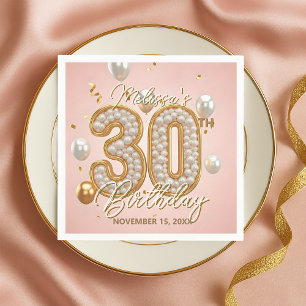 Serviette En Papier Blush Pink Gold Pearl Mosaic 30e anniversaire