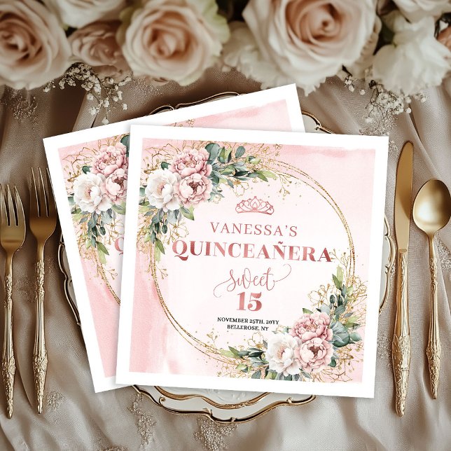 Serviette En Papier Blush Pink Rose Gold Botanical Quince Napkins (Blush Pink Rose Gold Botanical Quince Napkins)