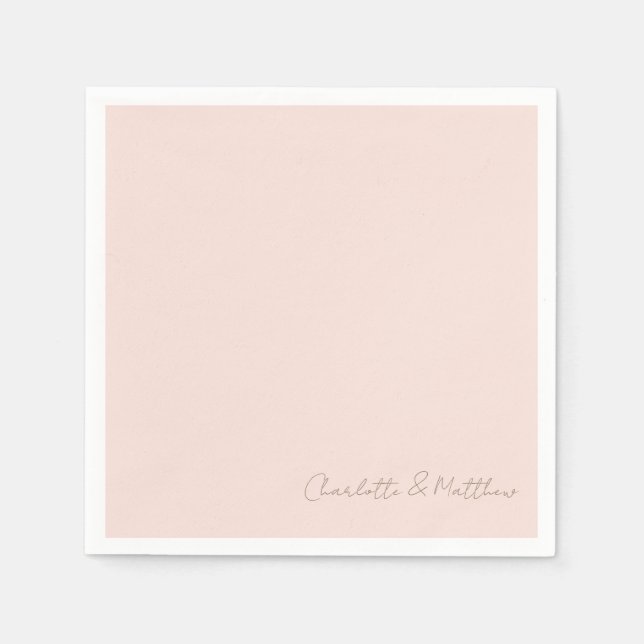 Serviette En Papier Blush Script Names Mariage Cocktail (Devant)