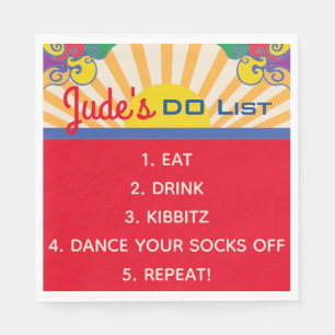 Serviette En Papier BM Bat Bar Mitzvah Hippie Carte à thème