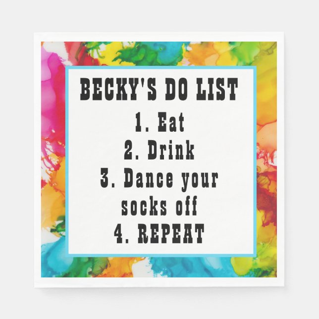 Serviette En Papier BM Bat Bar Mitzvah Splash de couleur (Devant)