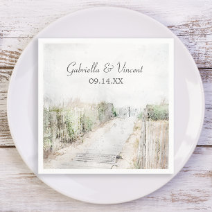 Serviette En Papier Boardwalk en bois à la plage Mariage